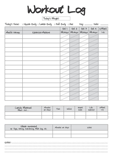 Free Printable Workout Log Sheets