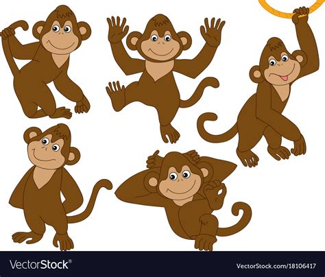 Set Of Cute Cartoon Monkeys Royalty Free Vector Image