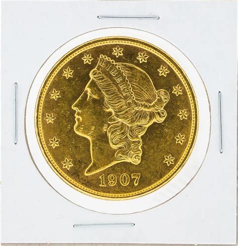 1870 liberty head $20 gold coin: 1907 $20 Liberty Head Double Eagle Gold Coin
