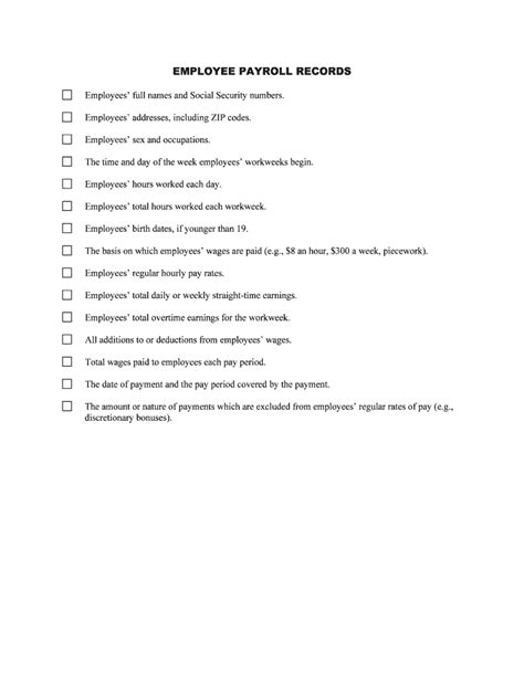Employee Payroll Records Form Fill Out And Sign Printable Pdf Free
