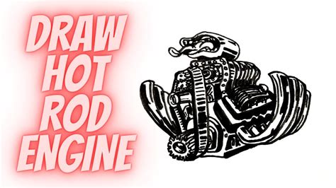 How To Draw Hot Rod Engine ⚙️timelapse⚙️ Youtube