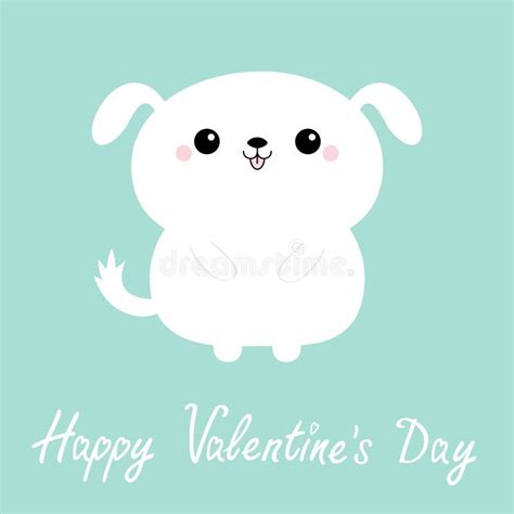 Happy Valentines Day White Dog Puppy Icon Cute Funny Head Face