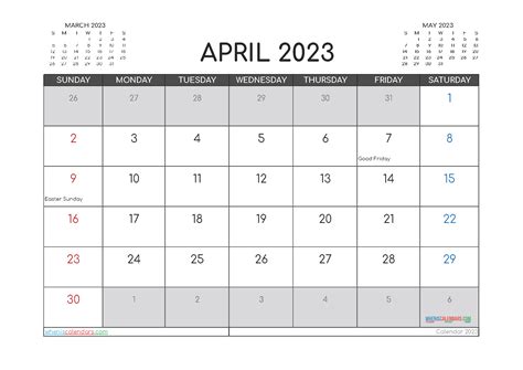 Free April Calendar 2023 With Holidays Pdf And Image