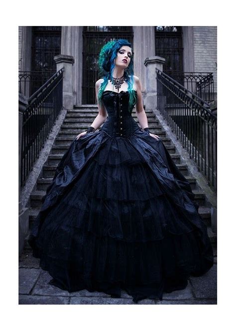 Black Gothic Long Prom Dress D1039 D Roseblooming Goth Wedding