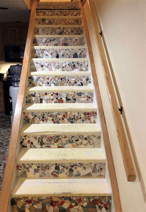 Mosaic Stair Risers Mosaic Stairs Stairs Diy Stairs