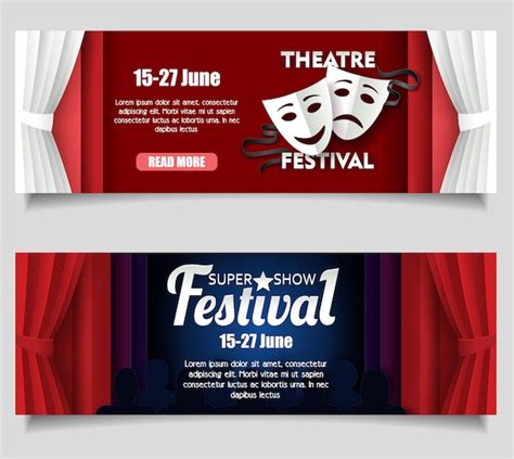 Premium Vector Theatre Festival Vector Paper Cut Banner Templates