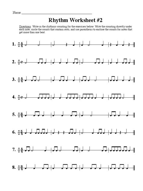 Rhythm Worksheet 2