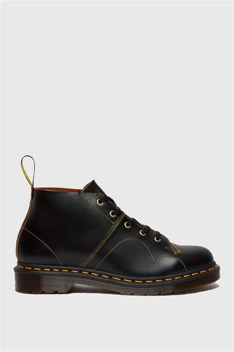 Dr Martens Church Leather Monkey Boots Black Vintage Smooth