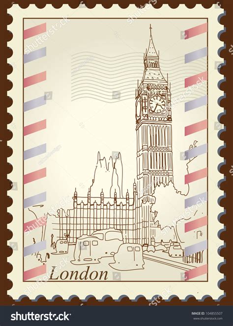 Big Ben London Stamp Editable Illustration 104855507 Shutterstock
