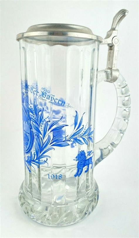 Vintage Rastal Glass Lidded Beer Stein Germany Pewter Lid Tankard Mug 1990 Ebay