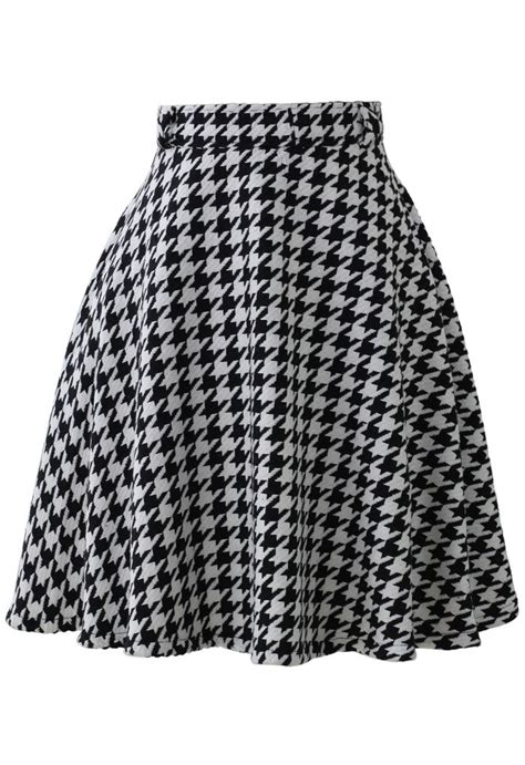 Houndstooth A Line Midi Skirt Fashion Unique Fashion Clothes