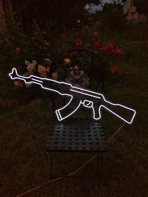 Assault Rifle Gun Kalashnikov Ak 47 Ak47 Custom Led Neon Light Etsy