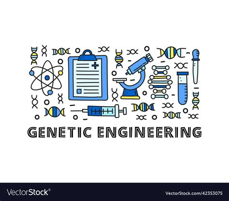 Group Of Doodle Colored Genetic Engineering Icons Vector Image