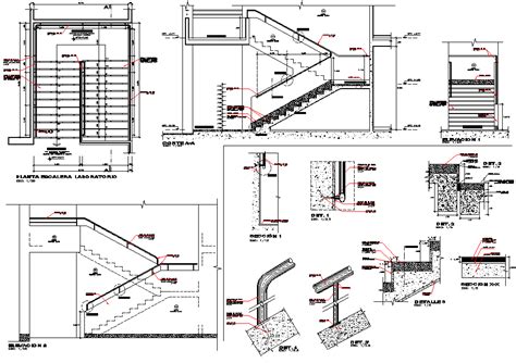 Section And Plan Stair Detail Dwg File Cadbull