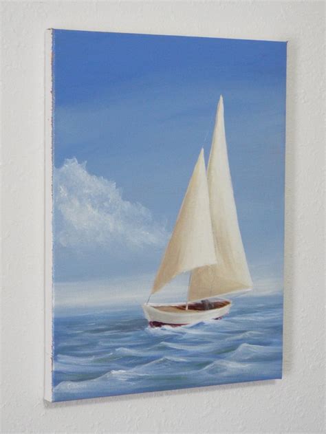 Sailboat Art Original Painting Nautical Decor 12x16 Inch Acrylic On