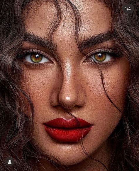 A Woman S Face With Freckled Hair And Red Lipstick On Her Lips