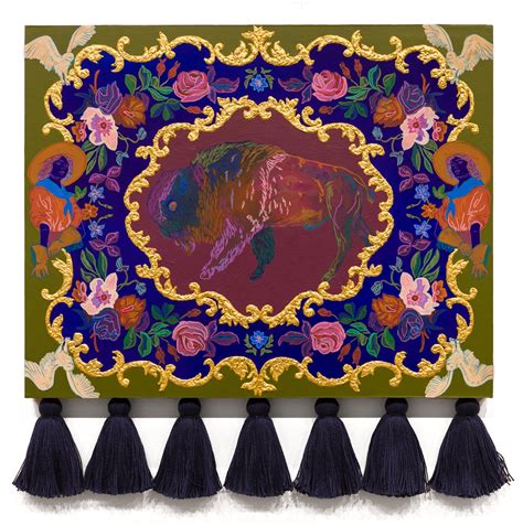 Crystal Latimer - "Grounding" Cowgirl and buffalo motifs, mixed media