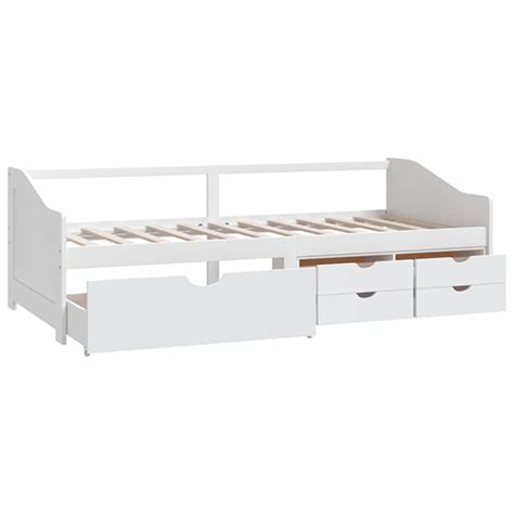 Evania Pine Wood Single Day Bed With Drawers In White Furniture In