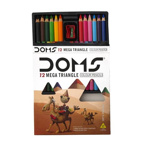 Doms Mega Triangle Colour Pencil 12 Shades Doms