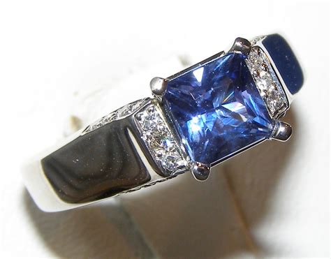 Rare Princess Cut Sapphire Diamond Ring 14kwg 129 Ctw Simply Sapphires
