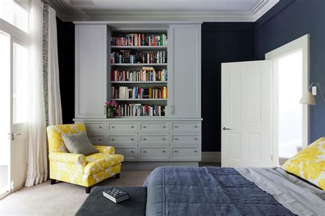 And there's more than one way to add color to a bedroom. Blue Yellow Gray Bedroom - Contemporary - bedroom - Arent ...
