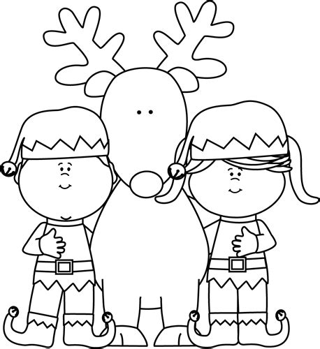 Edit and share any of these stunning elf on the shelf clipart pics. Black and White Elves with a Reindeer Clip Art - Black and ...