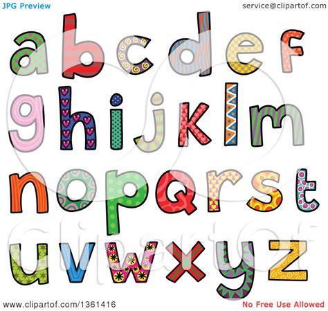 Clipart Of Colorful Sketched Lowercase Alphabet Letter Word Art