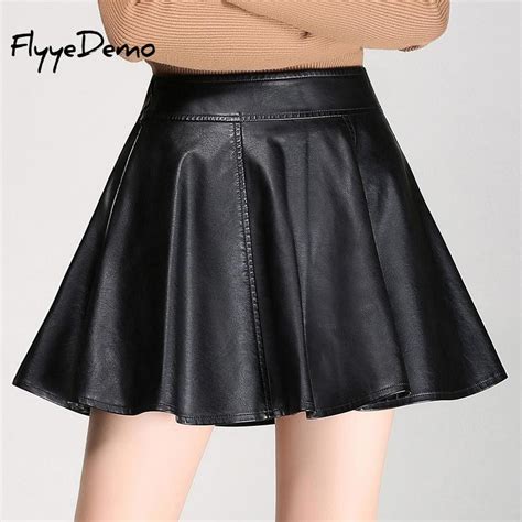 Flyyedemo 4xl Sexy Pleated Skirt 2020 Autumn Women Korean High Waist Black Pu Leather Skirts
