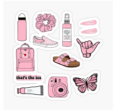 Vsco Stickers 100 Pack Pink I Cute Stickers Waterproof 100 Vinyl Pink