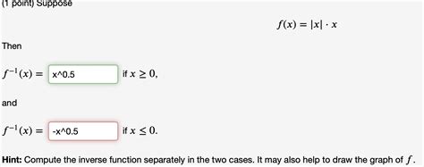 Solved T Point Suppose F X ∣x∣⋅x Then F−1 X If X≥0 And