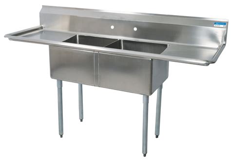 New Two Compartment Stainless Steel Sink With Double Drainboards Tec