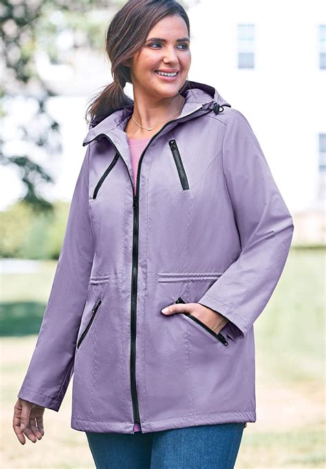 Woman Within Womens Plus Size Lightweight Hooded Taslon Anorak With