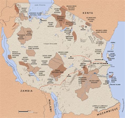 Reference Map Of The Safari Areas In Tanzania