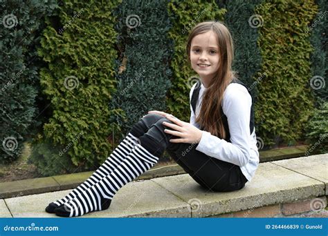 Happy Teeny With Striped Socks Stock Image Image Of Beauty Caucasian