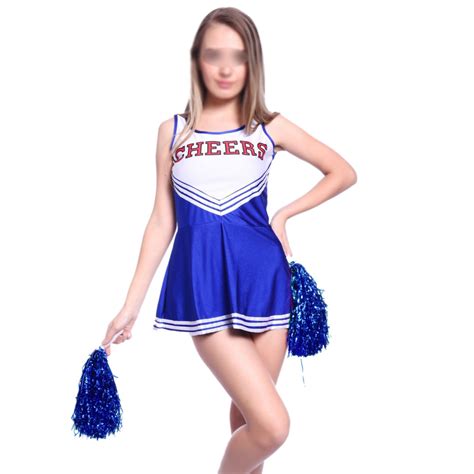 Hot Tank Dress Blue Fancy Dress Cheerleader Pom Pom Girl Party Girl Xs