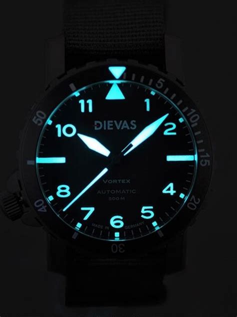 Dievas Vortex Tactical Dive Watch With Black Pvd Case Offset Crown At