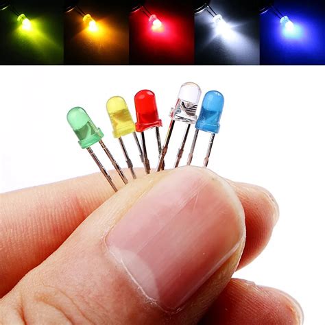 Itimo 100pcslot Led Emitting Diodes Light Indicator Lamp 3mm Round Top Bulb Diffused 5 Colors