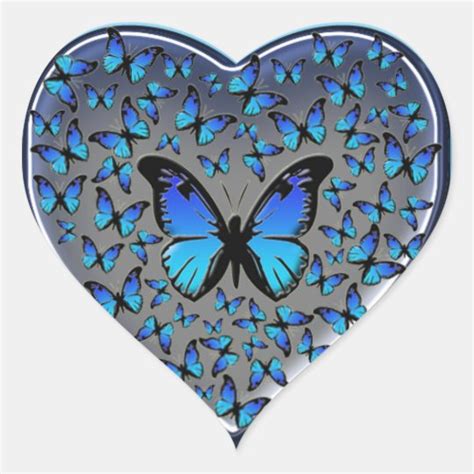Blue Butterflies Heart Heart Sticker