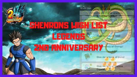 • new units • upcoming events • anniversary qr codes • summons • game updates (ui / qol changes) the r/dragonballlegends moderator team wishes you all a great 3rd anniversary. 2nd ANNIVERSARY SHENRON WISH LIST !!! // DRAGON BALL ...