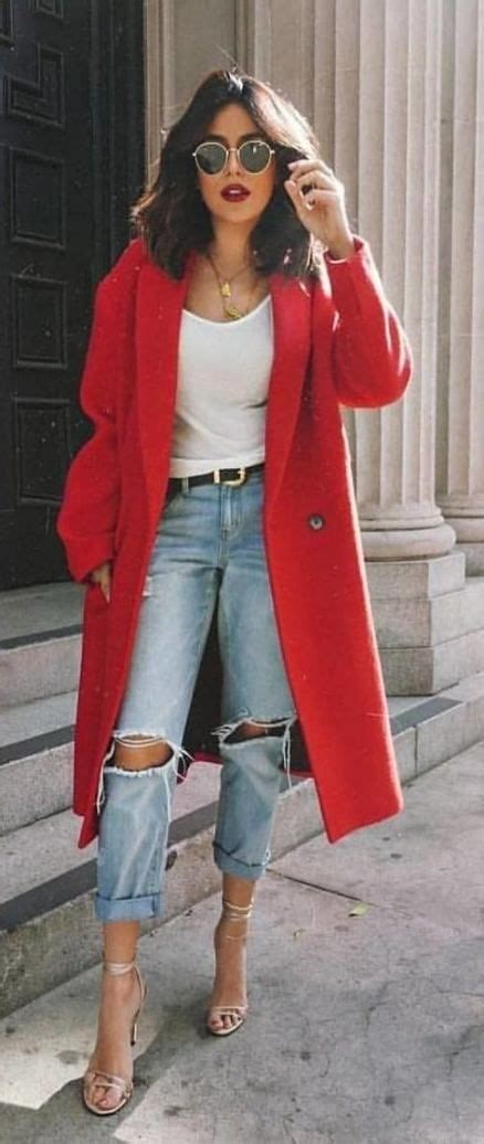 45 Trendy How To Wear Red Coat Dresses Coat Outfit Casual Red Coat Outfit Classy Fall Outfits