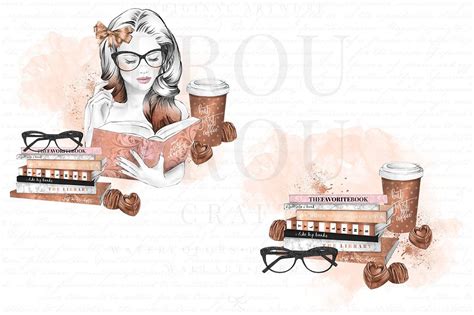 Coffee And Books Clip Art By Frou Fou Craft On Creativemarket Coffee