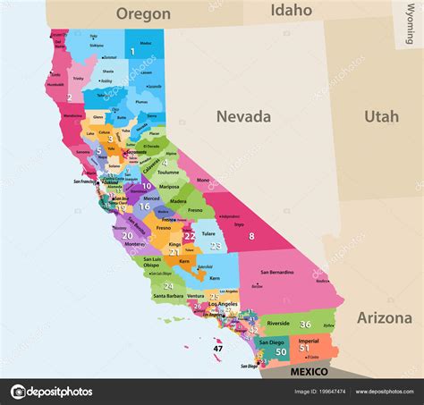 vetorial mapa detalhado dos distritos congressionais califórnia desde 2013 imagem vetorial de