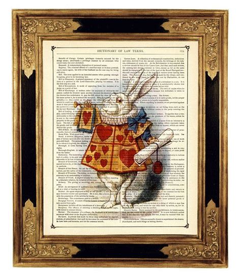 Alice In Wonderland Art Print The White Rabbit Trumpet Hearts Etsy