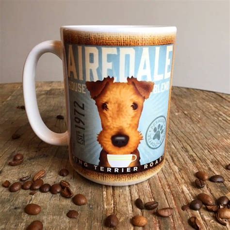 Airedale Terrier Dog Coffee Mug Graphic Art Mug 15 Oz Etsy Dog