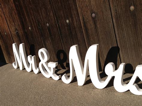 Mr And Mrs Wooden Signs In Elegant Script Font For By Thelettery