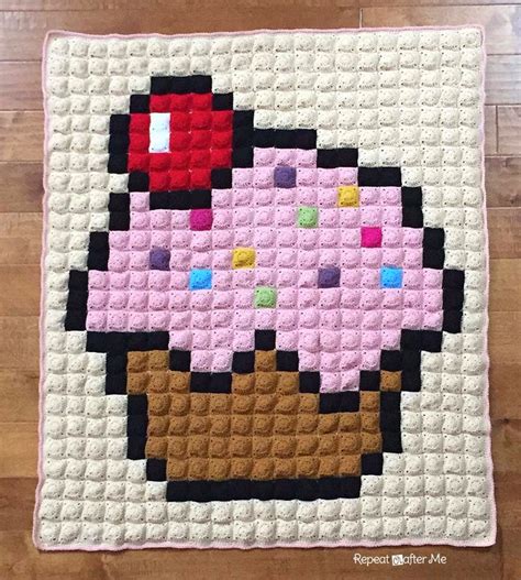 Crochet Cupcake Pixel Blanket Repeat Crafter Me