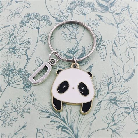 Panda Keychain Panda Keyring Panda Ts Custom Animal Etsy