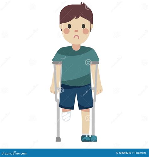 Disabled Boy With Crutches Stock Illustration Illustration Of Crutches