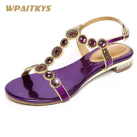 Purple Gold Two Colors Optional Womens Sandals Sweet Leather