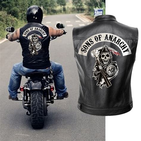 Men Motorcycle Spring Jackets Soa Punk Black Motorbike Gilet Sons Of